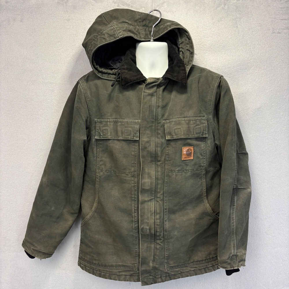 Carhartt C26 MOS Sandstone Traditional Arctic Coat + Hood Mens Small Moss Green